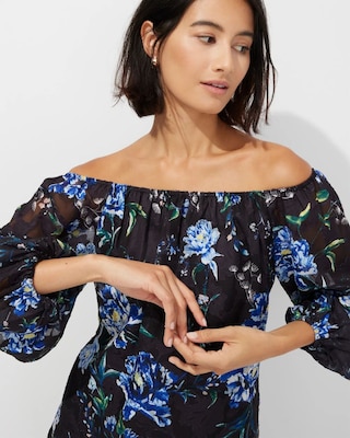 Outlet WHBM Off-The-Shoulder Jacquard Blouse