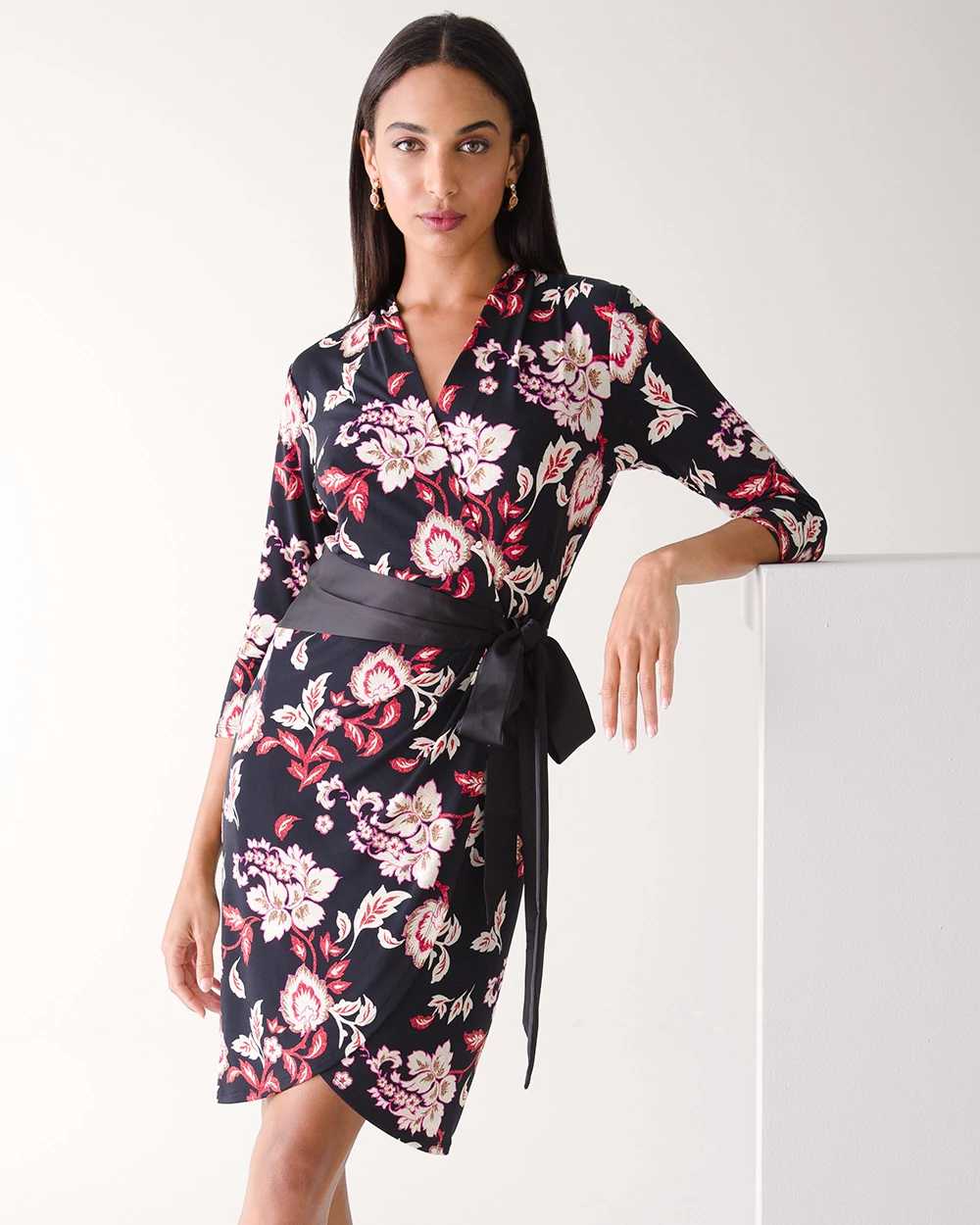 Matte jersey wrap dress sale