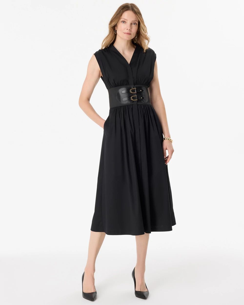 Petite Belted Midi Dress