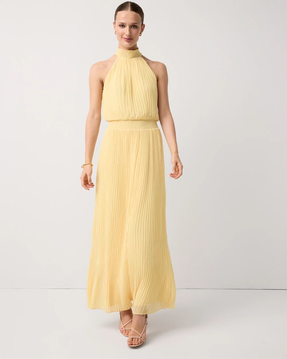 Pleated Halter Maxi Dress
