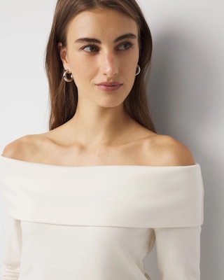 Off-The-Shoulder Fold-Over Jumpsuit click to view larger image.