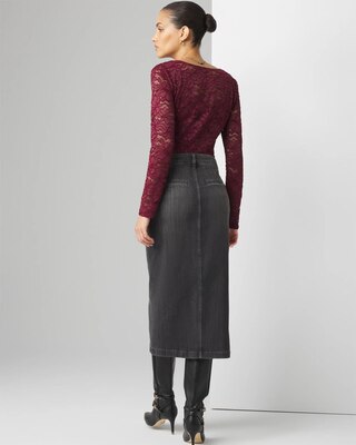 Denim Midi Skirt click to view larger image.