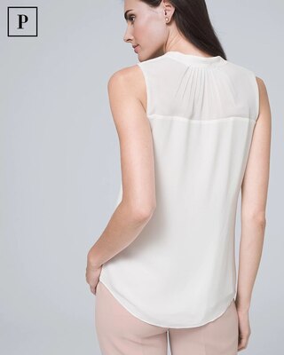 Petite Chiffon-Yoke Shell
