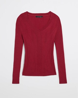 Long Sleeve Cashmere Blend V-Neck Top