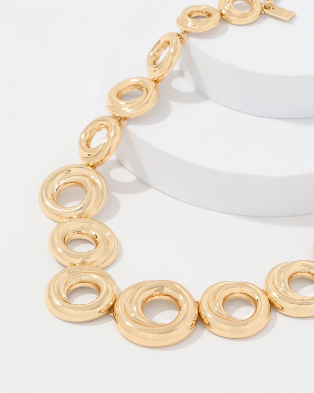 Sculptural Rings Single Strand Necklace