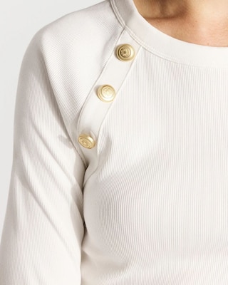 WHBM FORME™ Ribbed Stretch Button Long-Sleeve Tee click to view larger image.