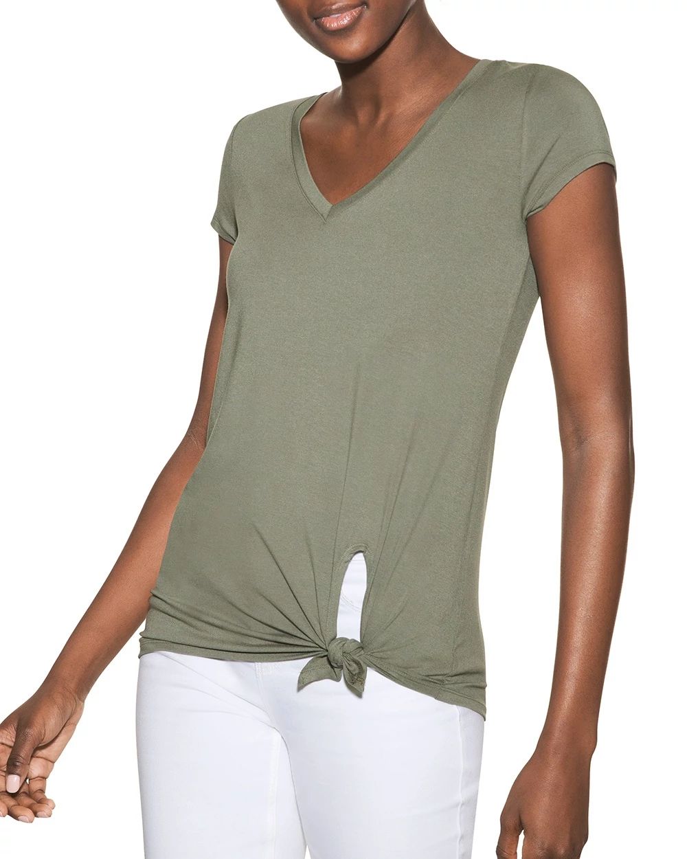 Outlet WHBM Side-Tie V-Neck Tee