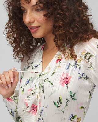 Long Sleeve Ruffle Front Blouse