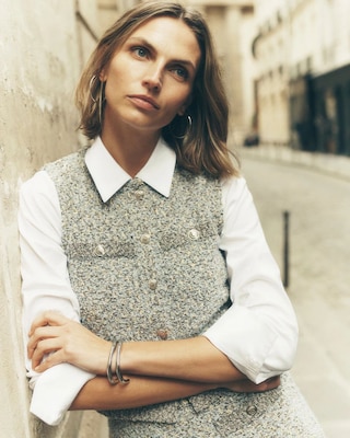 Metallic Tweed Sweater Vest