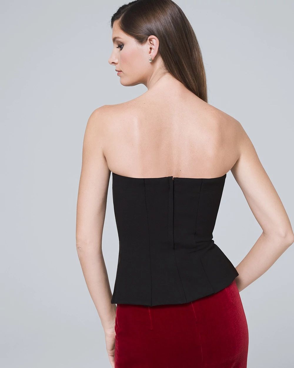 Draped Bustier Top with Brooch