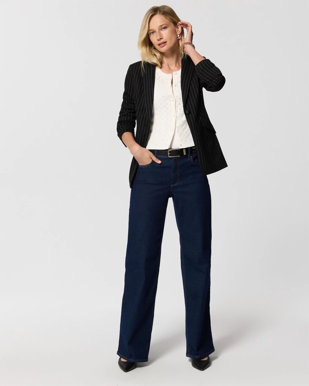 Pointelle Cotton Button-Front Cardigan click to view larger image.