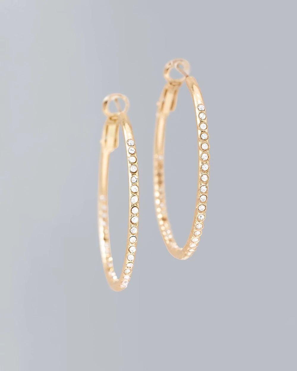 Crystal Double Pave Hoop Earrings