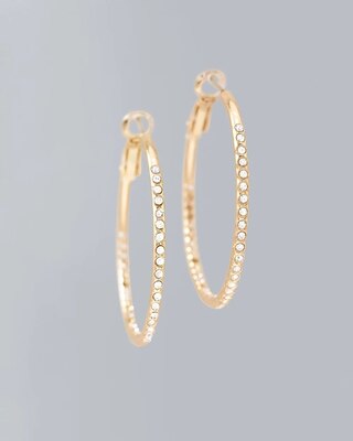 Crystal Double Pave Hoop Earrings