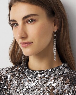 Rhinestone Fringe Drop Earrings