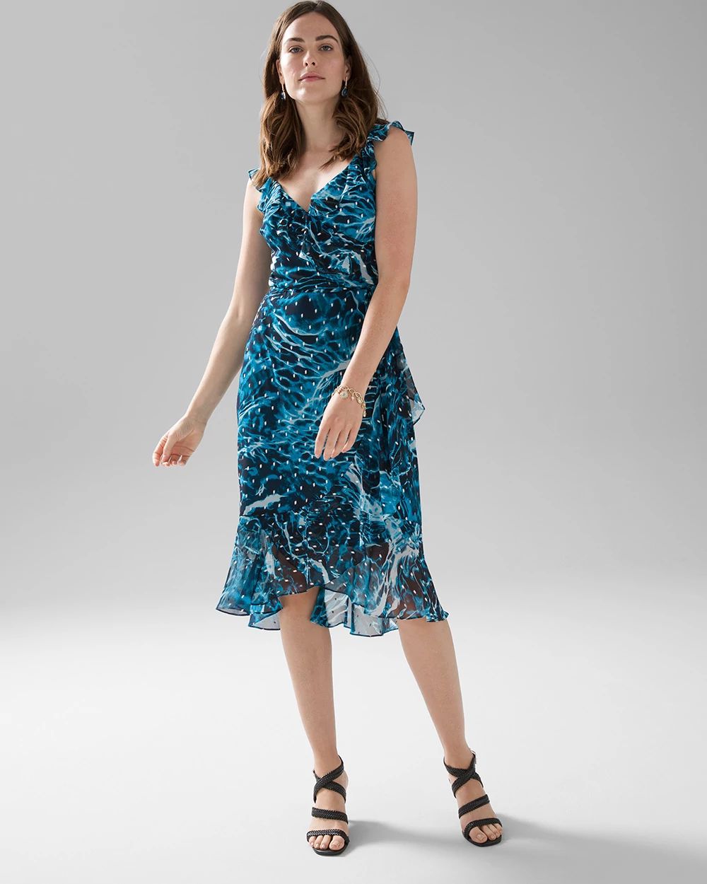 Petite ruffle wrap dress outlet