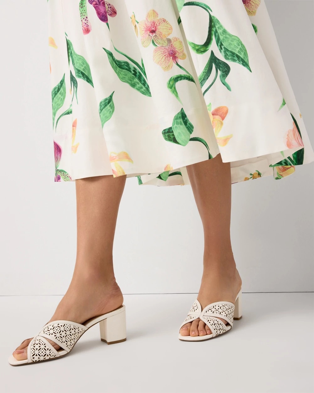Cutwork Heeled Sandals - image 1