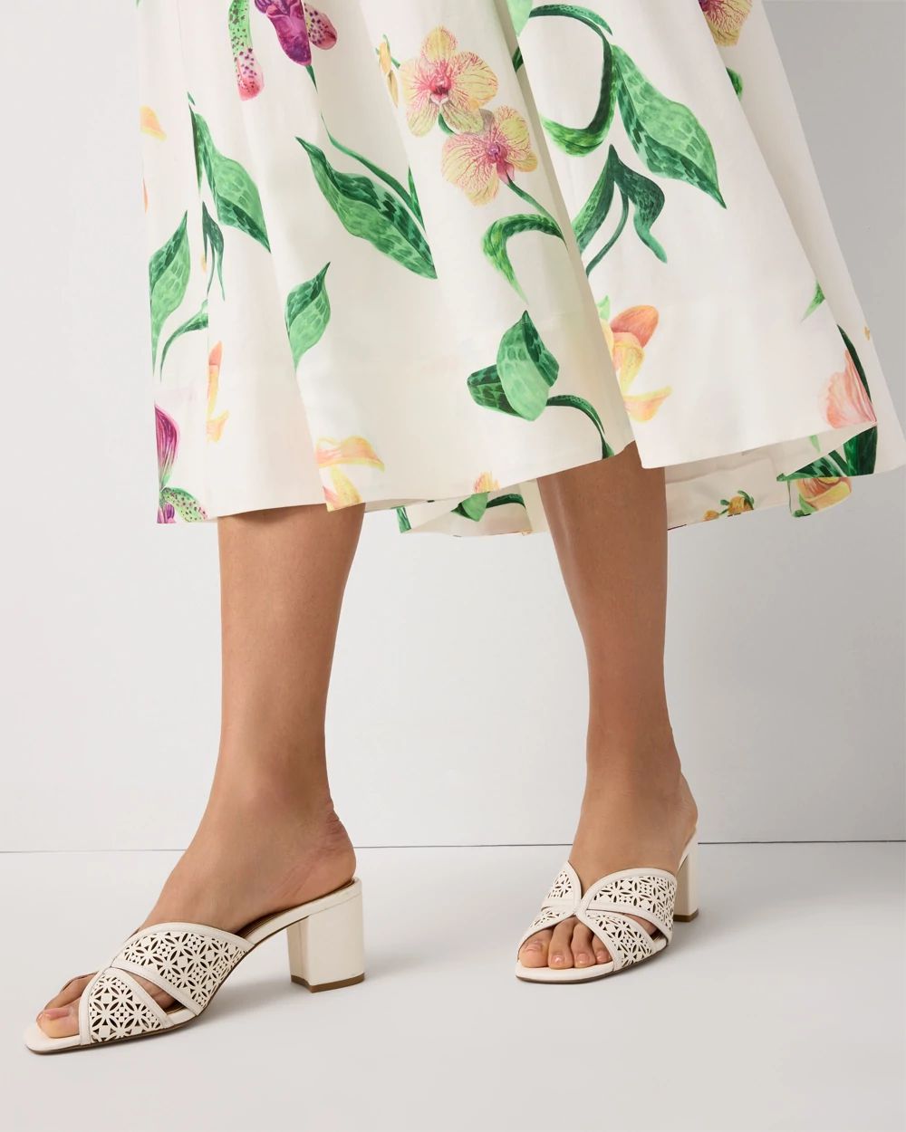 Cutwork Heeled Sandals