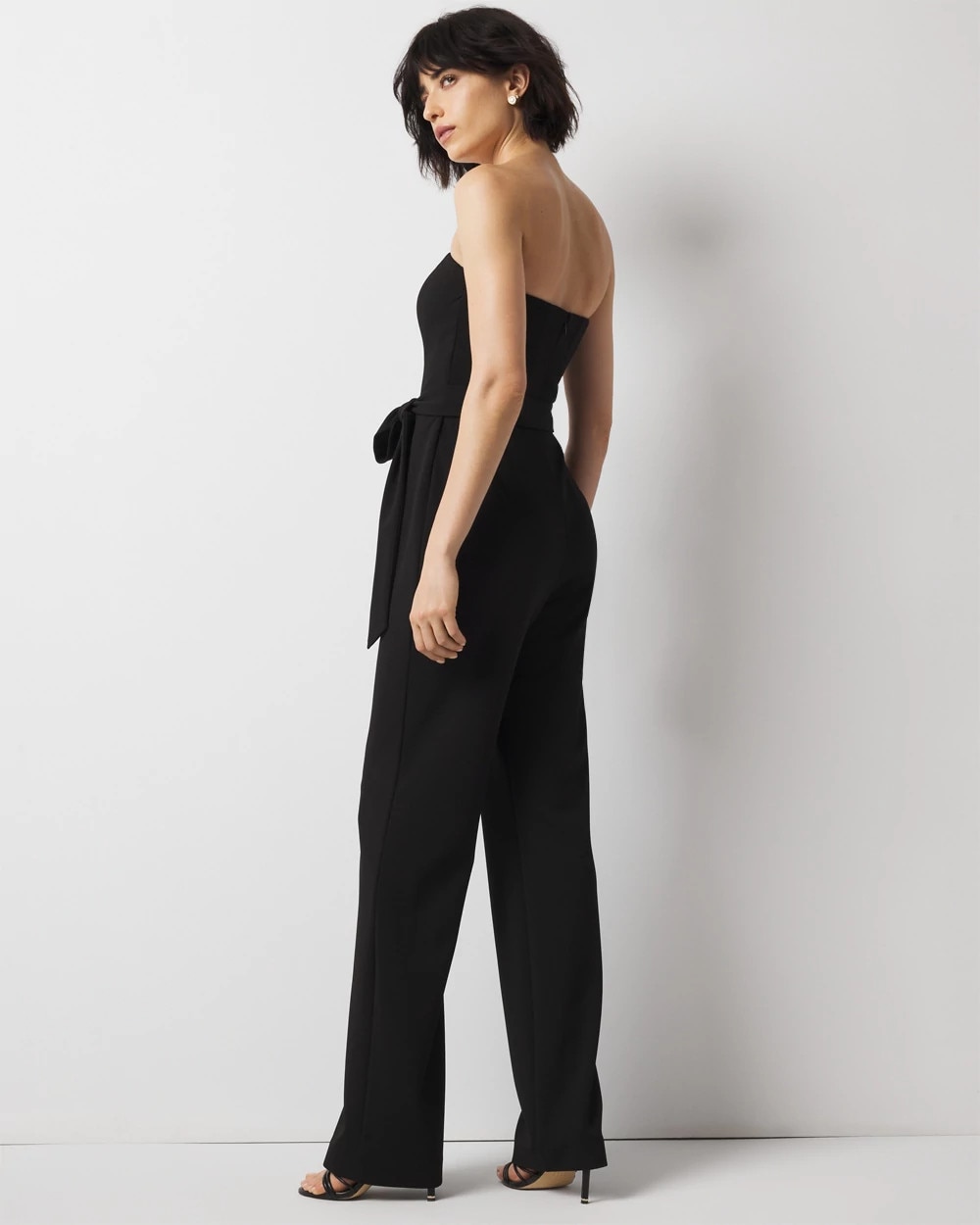 Petite Strapless V-Neck Wide Leg Jumpsuit
