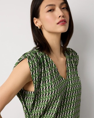 Ruched Shoulder Crepe Shell click to view larger image.