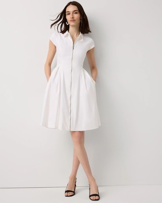 Collared Front-Zip Shirt Dress