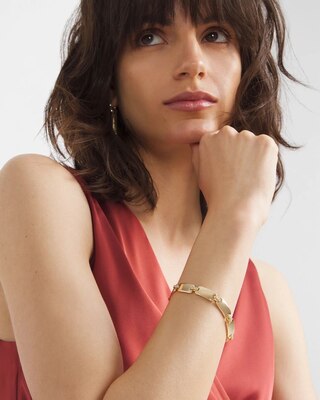 Gold Pave Metal Link Bracelet