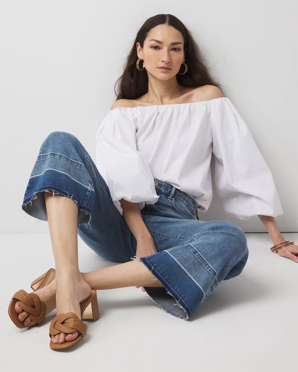 High-Rise Released Hem Wide Leg Cropped Jean click to view larger image.