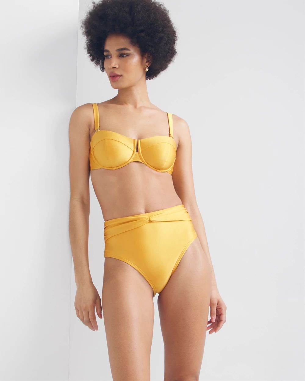 High-Waist Drape Swim Bottom