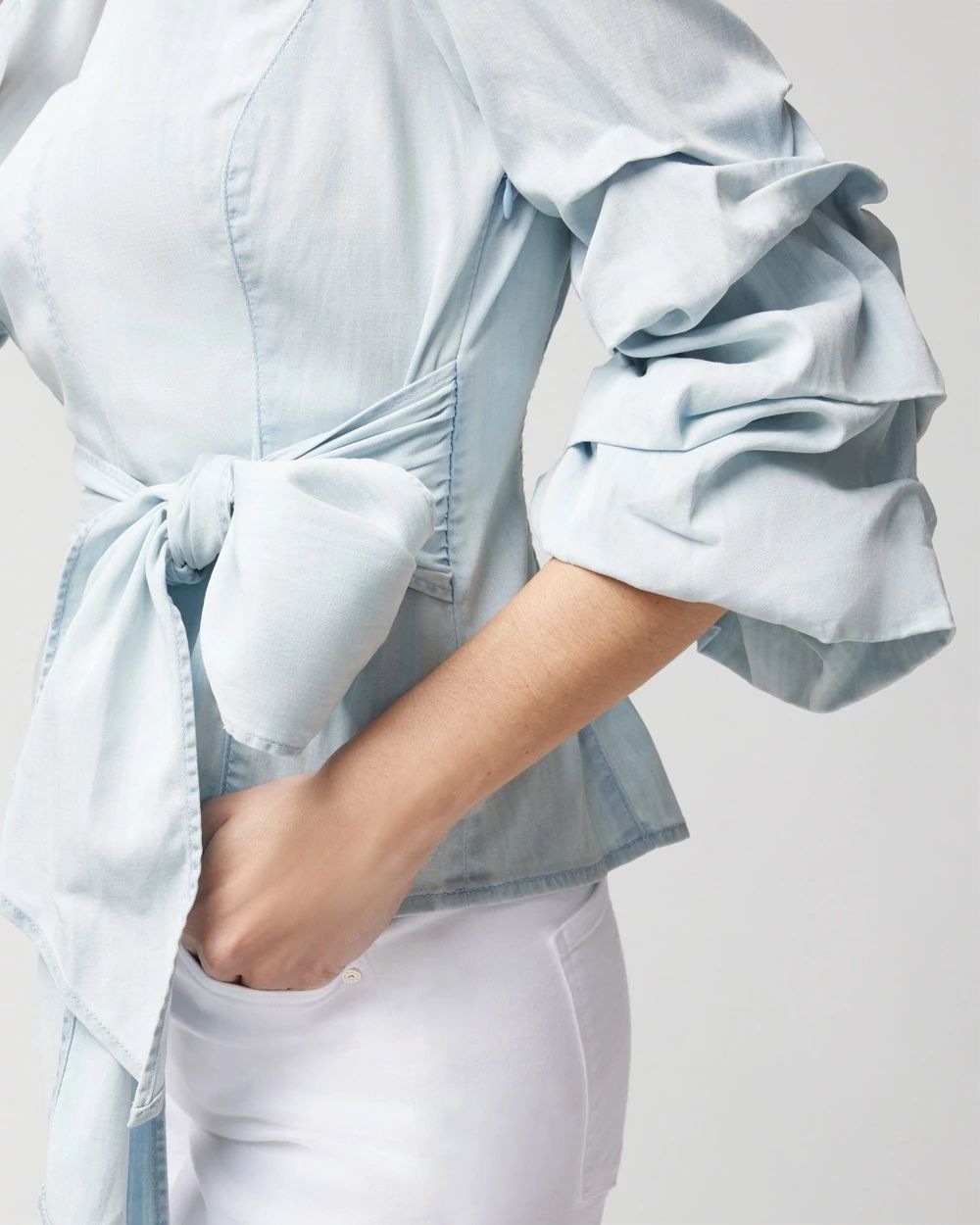 Drama Sleeve Denim Blouse