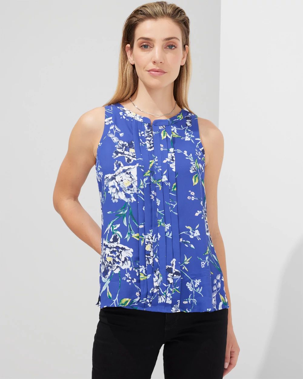 Outlet WHBM Pleated Split-Neck Shell
