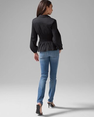 Smocked Waist Poplin Shirt