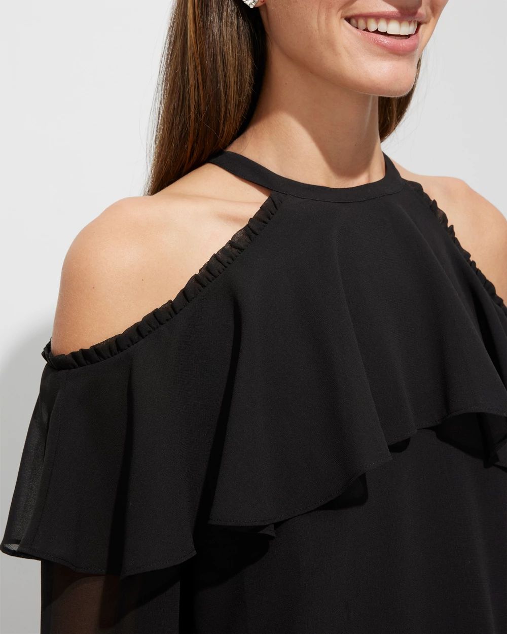 Outlet WHBM Long Sleeve Cold Shoulder Blouse click to view larger image.
