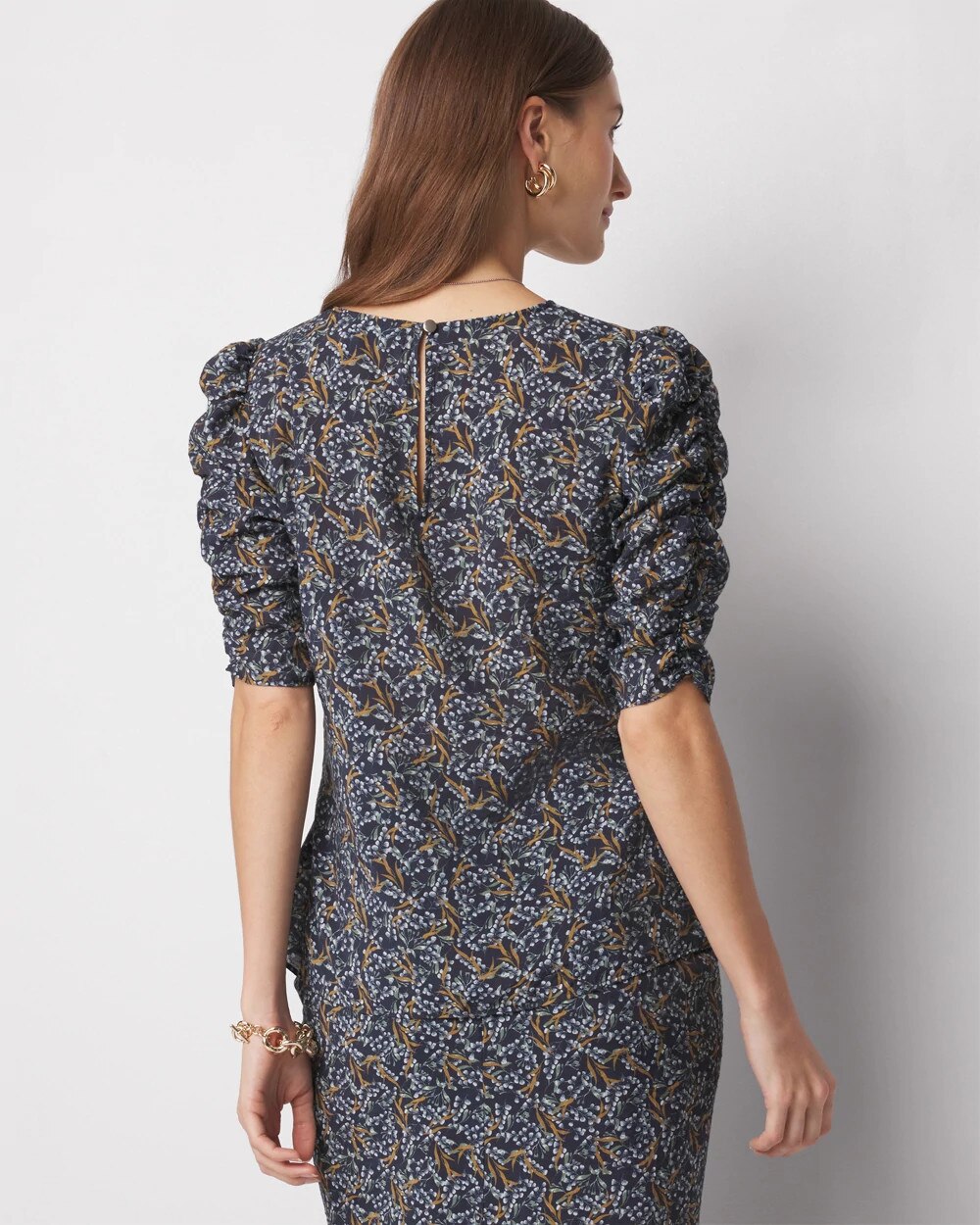 Petite 3/4 Sleeve Ruched Blouse