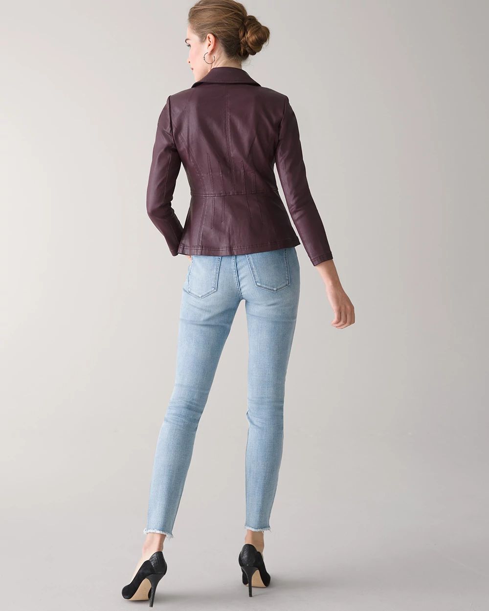 Coated Denim Moto Jacket