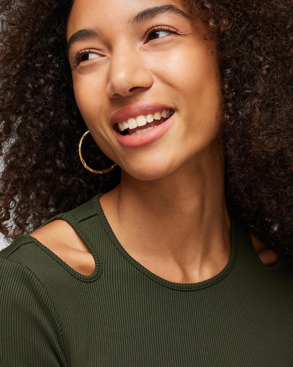 WHBM® FORME Long Sleeve Cutout Ribbed Top