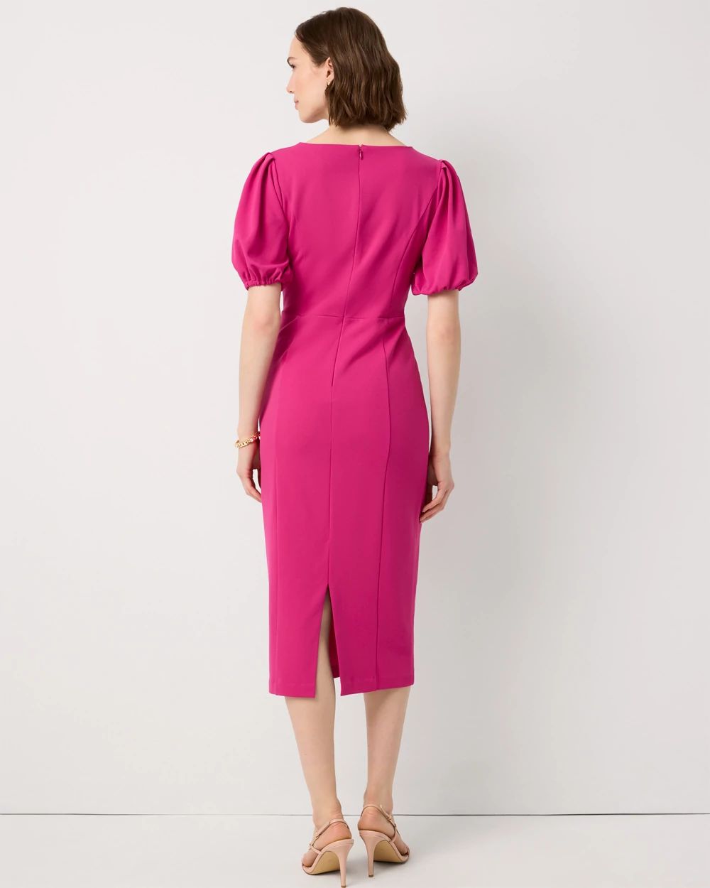 Knit Crepe Sheath Midi Dress