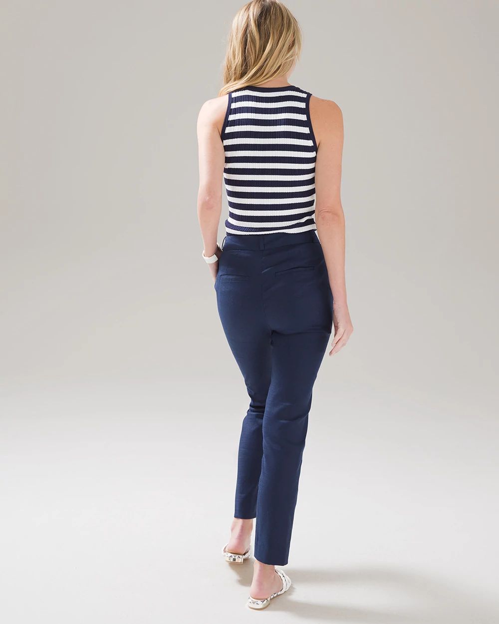 Petite Linen Slim Ankle Pants