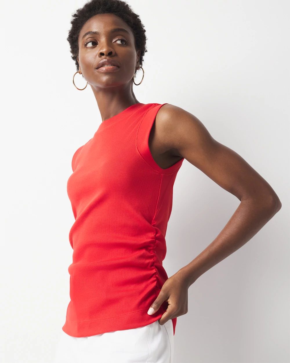 WHBM FORME™ Ribbed Stretch Ruched Side Tank