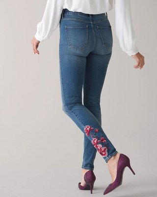 High-Rise Rose Embroidered Skinny Jean