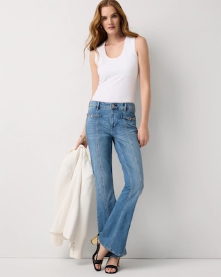 Pintuck Horsebit High Rise Flare Jean