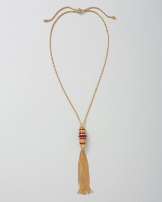 Red Rings Adjustable Tassel Necklace
