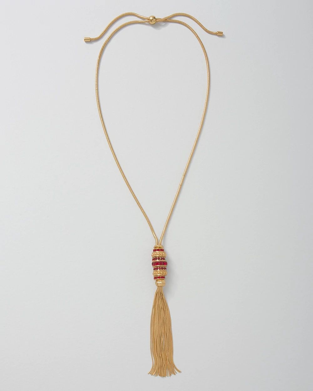 Red Rings Adjustable Tassel Necklace