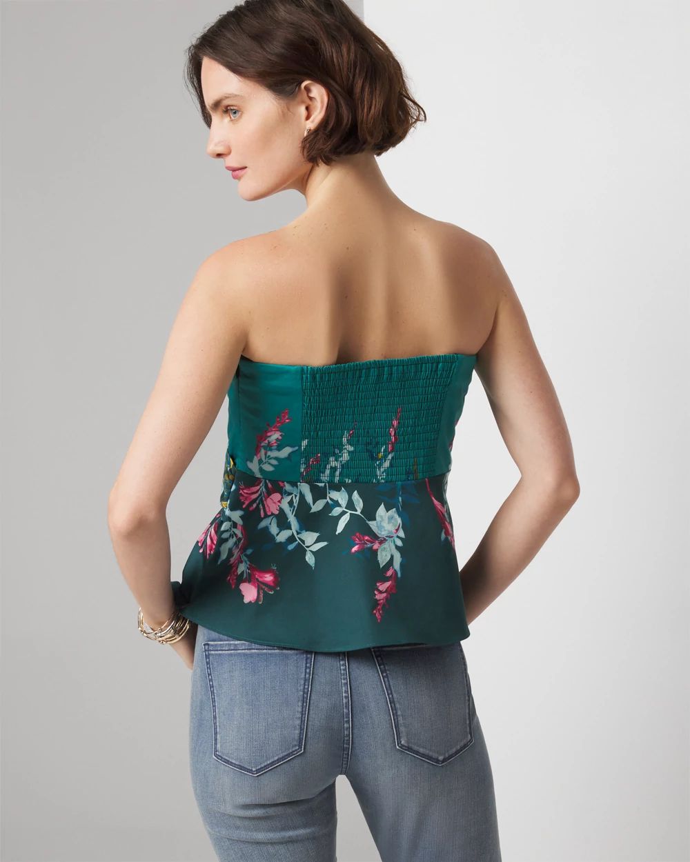 Petite Draped Front Floral Print Bustier