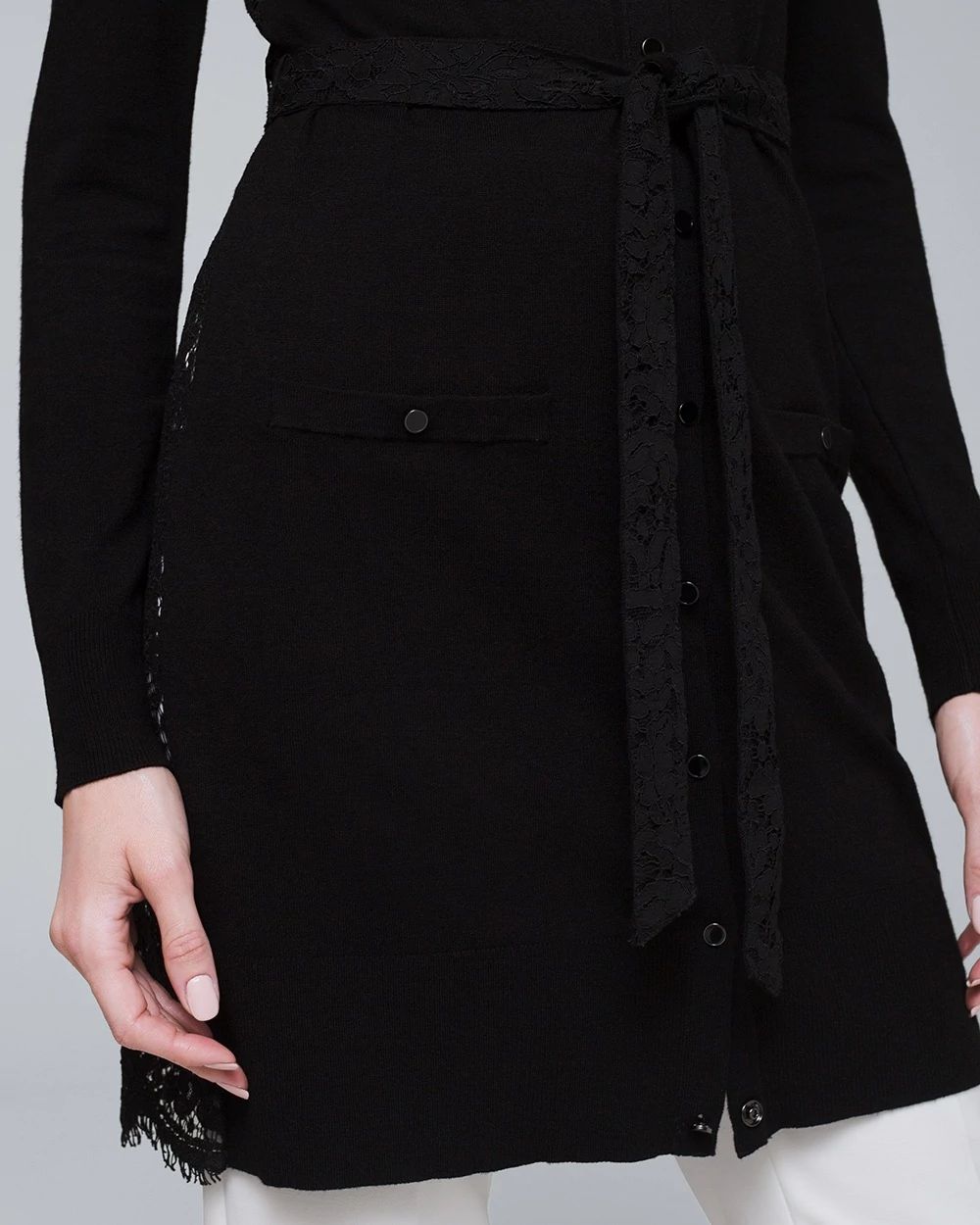 Lace-Back Boyfriend Cover-Up with Removable Belt