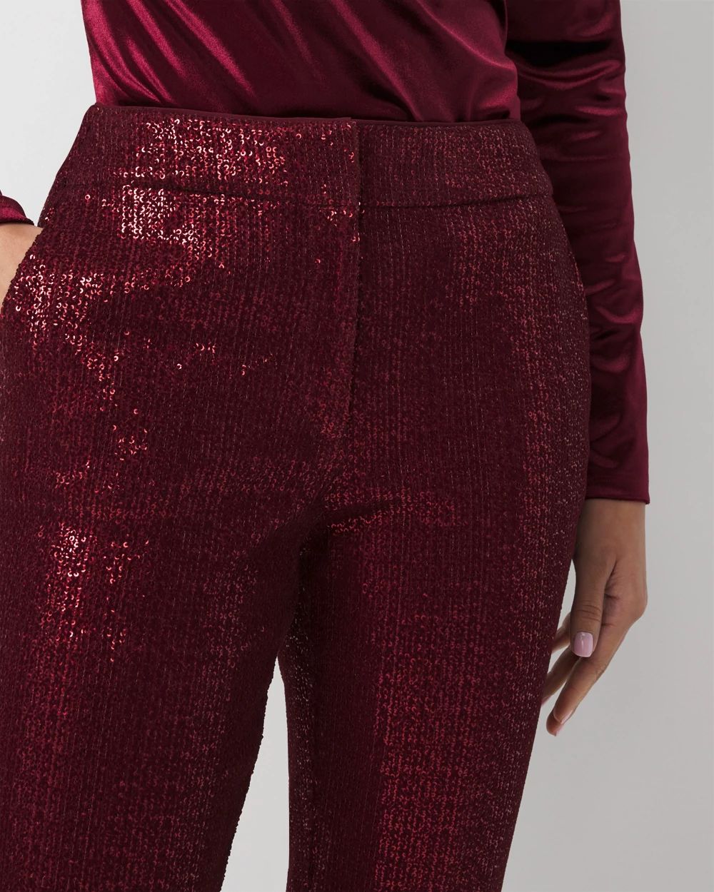 Zoey Sequin Velvet Straight Pant