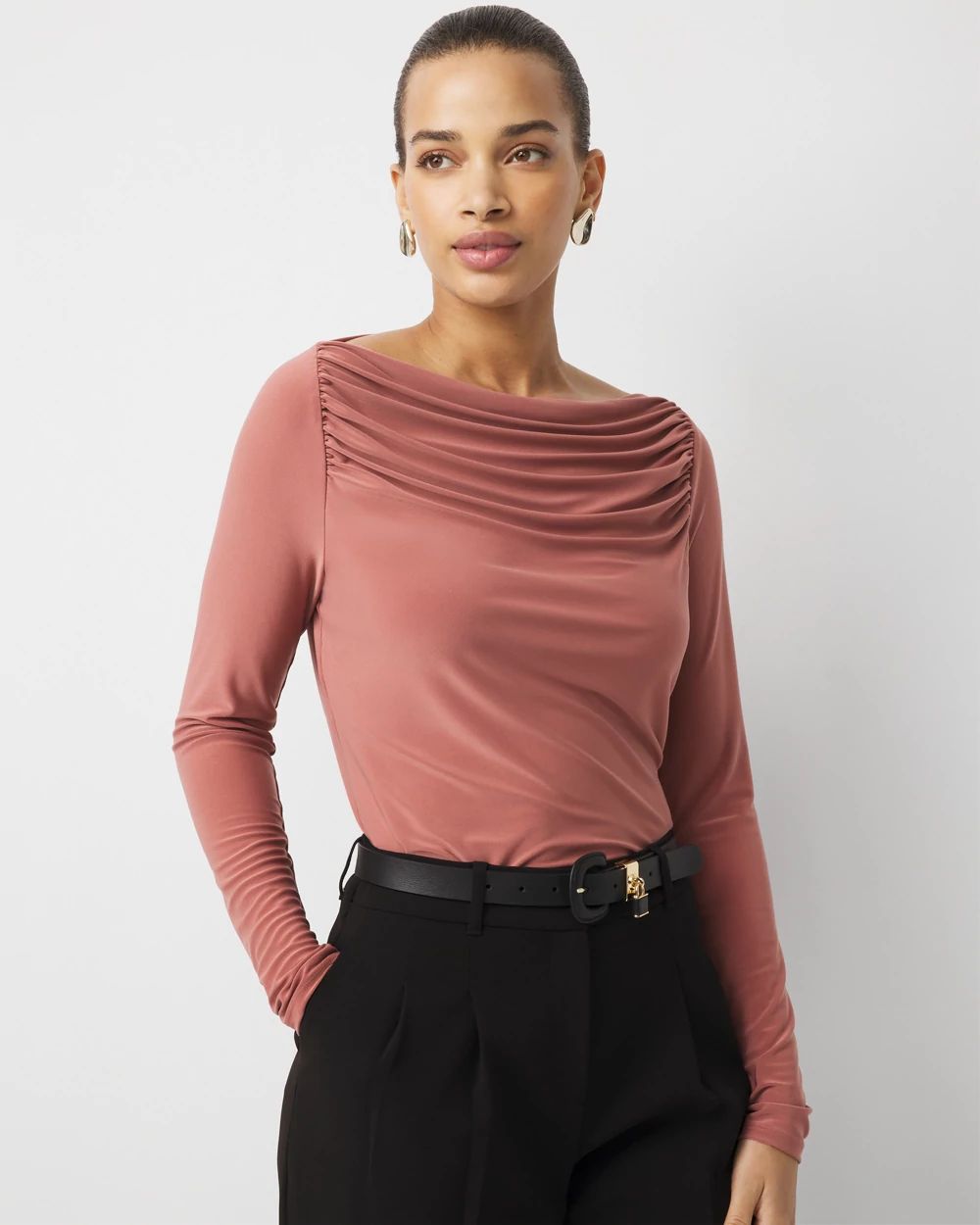 Cowl Neck Long Sleeve Top