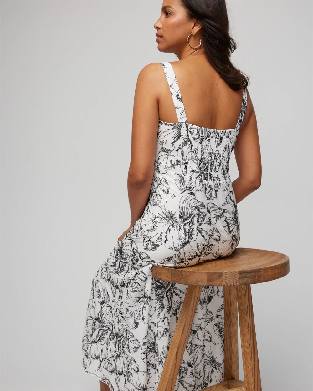 Tie-Front Embroidered Midi Dress