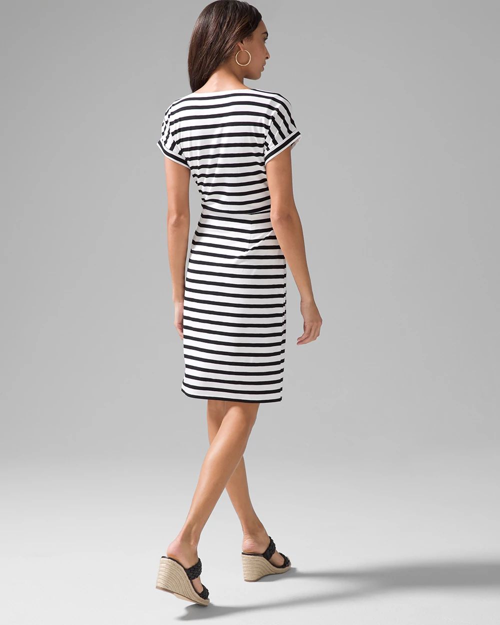 Short-sleeve Slub Mini Dress click to view larger image.