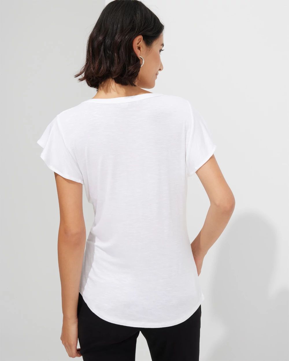 Outlet WHBM Notch-Neck Ruffle-Sleeve Tee