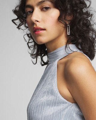 Metallic Mockneck Halter Top