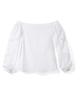 Lace-Inset Off-The-Shoulder Blouse